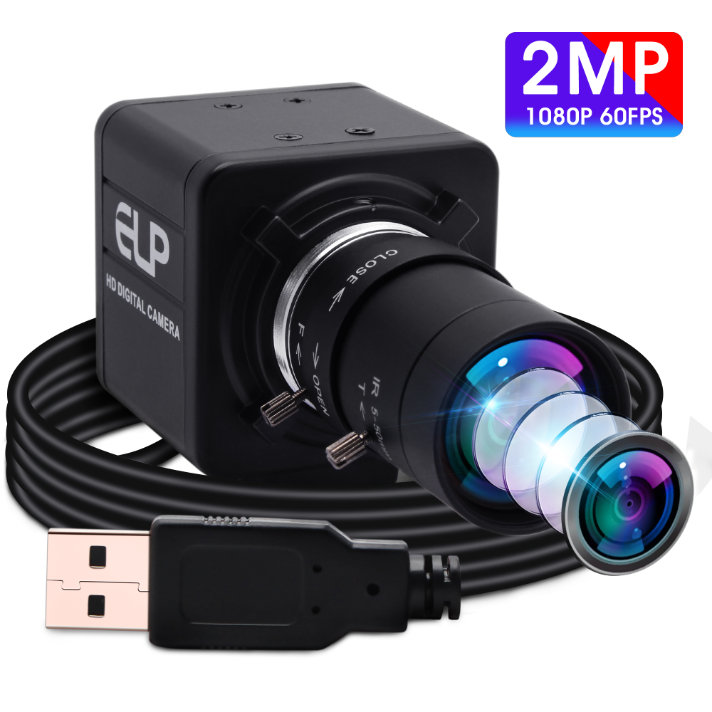 ELP 260FPS USB Camera 5-50mm Optical Zoom Full HD Webcam 1080P 60fps Manual Focus,Clarify, Aperture Adjust